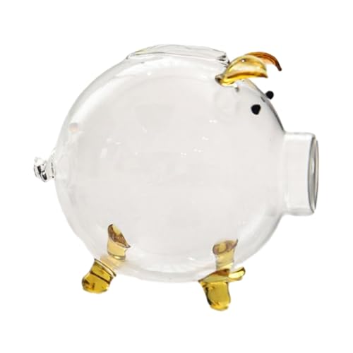 Salvadanaio trasparente a forma di maiale in vetro per Living Toom, da tavolo, S