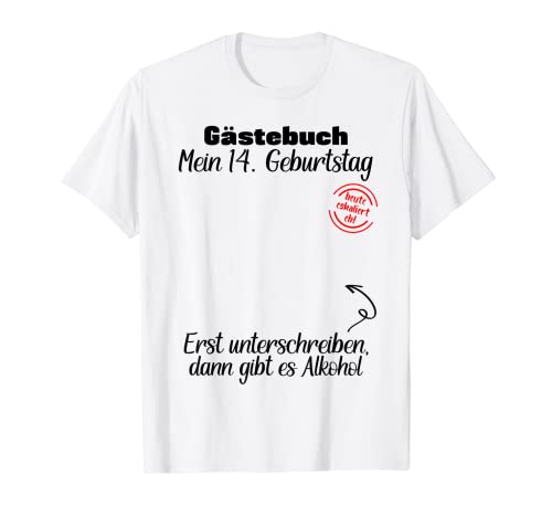 Libro de visitas para cumpleaños número 14. Camiseta