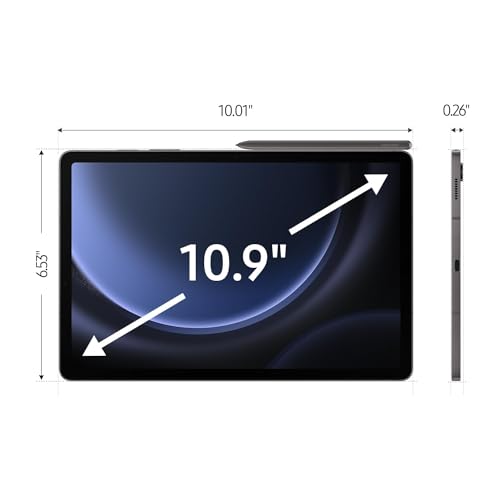 Image of Samsung Galaxy Tab S9 FE Wi-Fi /5G (AT&T) 10.9 inch 128GB Android Tablet, IP68 Water- and Dust-Resistant, S Pen, 8MP Camera, US Version, 2023, Gray (SM-X518UZAAATT)