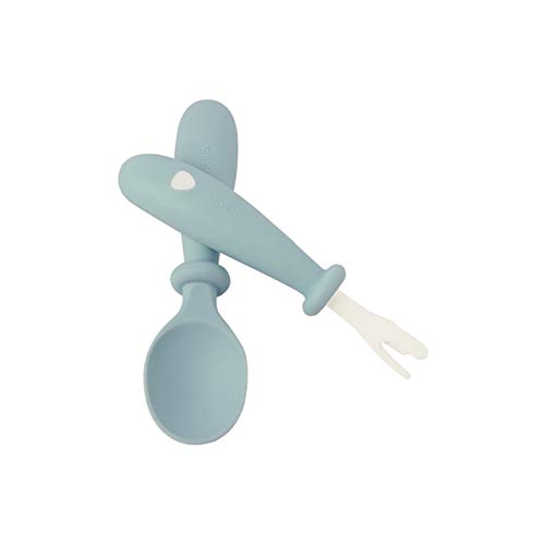 Silicone Baby Training UtensilsBaby Self Feeding Spoons and Fork SetBPA Free Anti-ChokeToddler Teething and Led Weaning Stage 1 for Ages 3 Months…