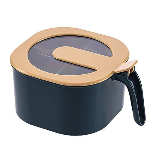 Plastic Multipurpose Seasoning Container Transparent cover lid handle and 4 Compartments Box Jar Condiment Kitchen Spice Box Salt Included Spoons