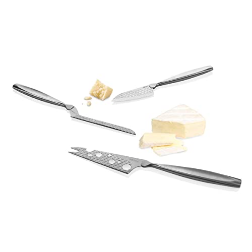 Image of Boska Stainless Steel Cheese 3 Knife Set - Great for Cheese - Multi-Purpose Cheese Slicer - Handheld Slicer - Silver Non-Stick - Dishwasher Safe - For Kitchen Cooking