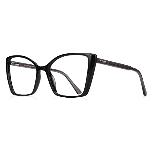 JFXQDR Women's Oversized Blue Light Blocking Glasses, Trendy Cat Eye Computer Gaming Screen Eyeglasses Anti Glare & UV RF6204 (Light Black Cateye Frame)