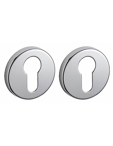 Coppia Borchie, Rosetta Tonda Luxor Ø 50Mm Foro Per Cilindro Europeo, Cromo Lucido - Frosio Bortolo