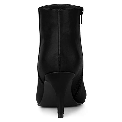 Allegra K Women's Pointed Toe Zipper Stiletto Heel Black Ankle Boots - 9 M US