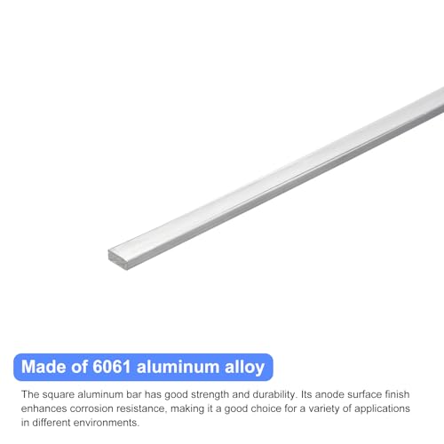 Image of uxcell Square Aluminum Flat Bar, 2Pcs 3 /16 inch Thick 0.4 inch Width 12 inch Length Square Aluminum Bar 6061 Aluminum Flat Plate, 4 x 10 x 305mm T6511 Solid New Mill Stock for Industrial Building