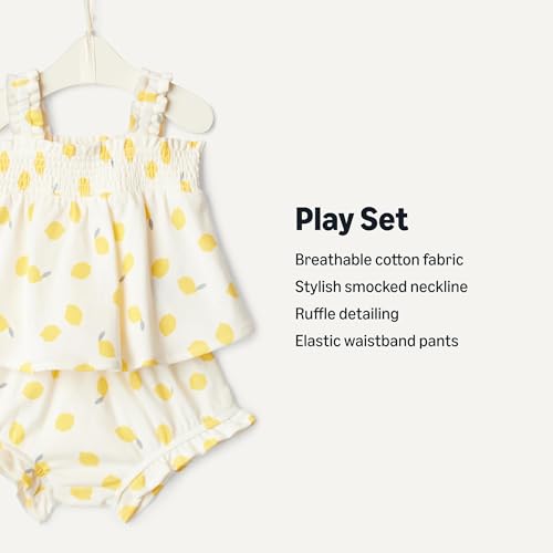 Image of Amazon Essentials x Sofia Grainge Baby Girls' Cotton Sleeveless Shirt and Shorts Play Set