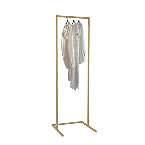 Porte-manteau en métal doré avec étagère de rangement pour vêtements sur pied