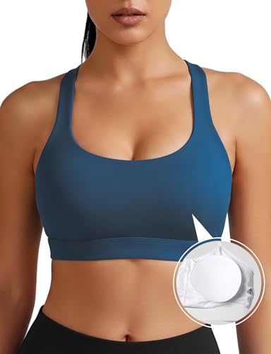 Image of Buauty Sports Bra for Women, Criss Cross Back Medium Support Workout Bras with Removable Cups for Yoga Running Gym