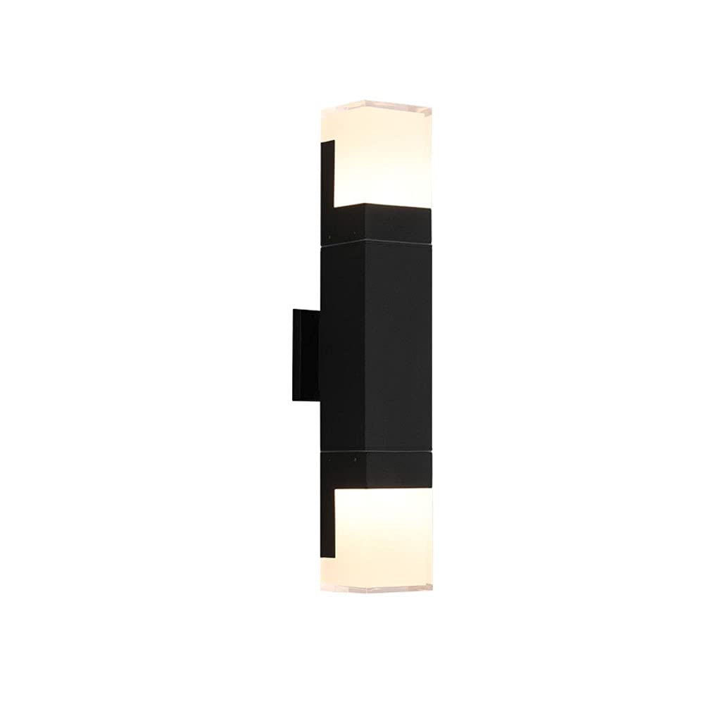 SXSCARKX 19.7in Modern Simple Rectangle Wall Lantern Outdoor Waterproof and Rainproof Sconce Black Matt Die-cast Aluminum Body Light for Courtyard Store Villas Lamp