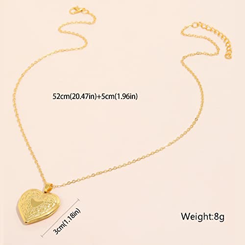 Star Gold Necklace Lockets For Little Girls Daughter Heart Necklace Jewelers Solid Yellow Gold 12Mm Roses Heart Locket Pendant- For Photos, Girls Locket Necklaces Ages 5-7 (As Show, One Size) #TOP2