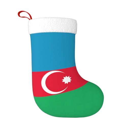 rrxnbcgg Calcetines navideños de la bandera de Azerbaiyán para chimenea con ideas de regalo, tradiciones familiares festivas, rellenos de calcetines para ella