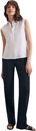 Seidensticker Damen City Ohne Arm Slim Fit Hemdblusenkragen Bluse, Weiß,...