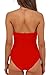 QINSEN Womens Bandeau Tie Knot Front One Piece Swimsuit High Waist Monokini Bathing Suit Red XL