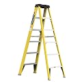 6-Step Fiberglass Step Ladder, 300lbs Capacity, Yellow