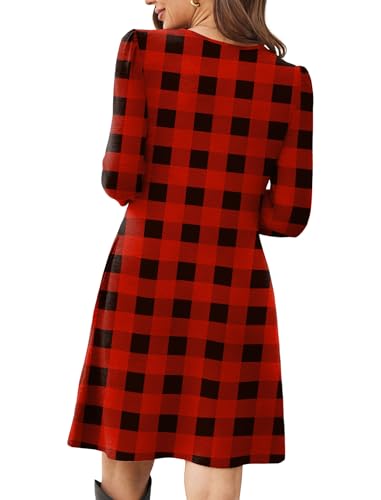 Image of OFEEFAN Womens Long Sleeve Tunic Dress Fall Fashion Sweater Dress with Pockets Pleated Front Casual Winter