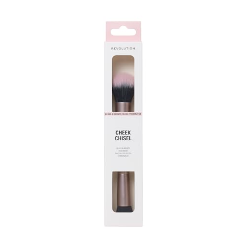 Revolution, Cheek Chisel Blush & Bronze Duo Brush, Dual-Ended Makeup Brush for Cream Products, Seamless Finish, Vegan & Cruelty-Free