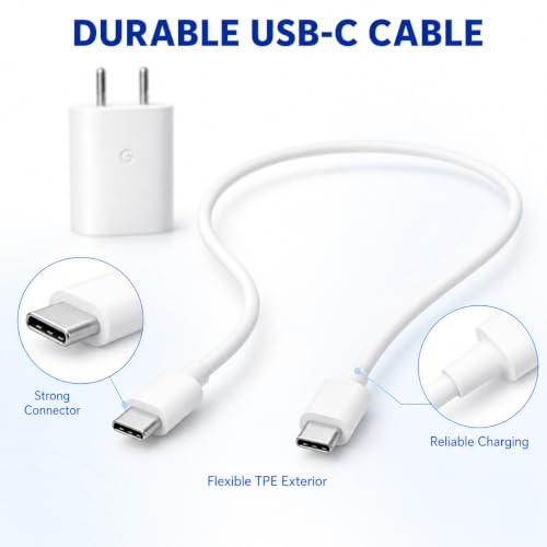 Image of 30W Type C Rapid Charging Adapter with 3.3ft Cable for Google 11|10|9|8(Pro /XL /A /Fold) 7 Pro|4b|4a|S26|Pixel Chromebook /Tab /Slate - Support Other USB-C 30 W Quick Charging, White
