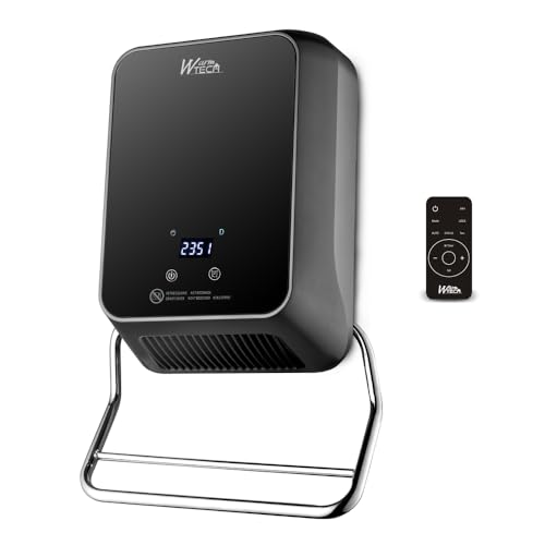 Radiateur soufflant mural sèche serviettes 2000W avec façade en verre.