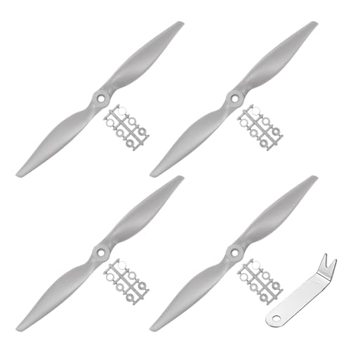 MECCANIXITY Hélices RC 10x5 pouces, Pales 2-Vanes gris haute vitesse avec bagues et clé, paquet de 2