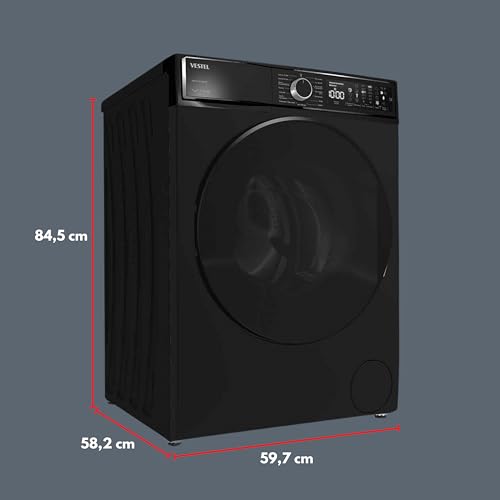 VESTEL WMI 99342 MB WIFI Waschmaschine Frontlader, 9 kg, 1400 U/min, Inverter-Motor, Dampf, WiFi, AquaStop+Switch, Mattschwarz – Bild 3