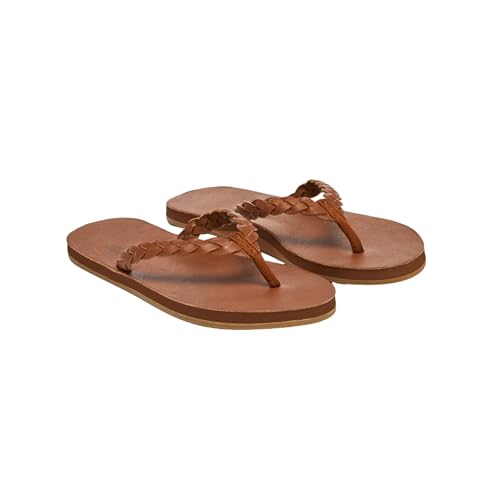 Hari Mari- Meadows Braided- Women's Classic Full Grain Leather Flip Flops with Braided Straps- No Break Ins, Firm Arch Support, and Beveled Edge to Reduce Tripping