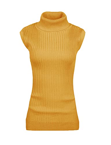 Image of v28 Women Sleeveless High Neck Turtleneck Stretchable Knit Sweater Top