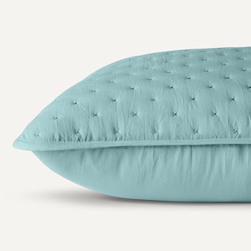 Image of Amazon Basics Brushed Microfiber Quilt Set, Extra Soft with Natural Texture, 2-Piece, Twin /Twin XL, Blue