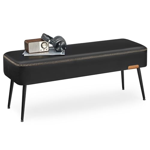 Image of VASAGLE Bench for Entryway, PU Leather, Steel Legs, Loads 660 lb