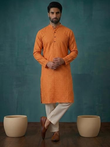 Image of SOJANYA Pastel Green Cotton Blend Kurta with Contrast Button Detailing