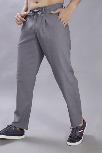 Image of DIVISIVE Men's Relaxed Fit Front Pleated Cotton Linen Blend Trousers