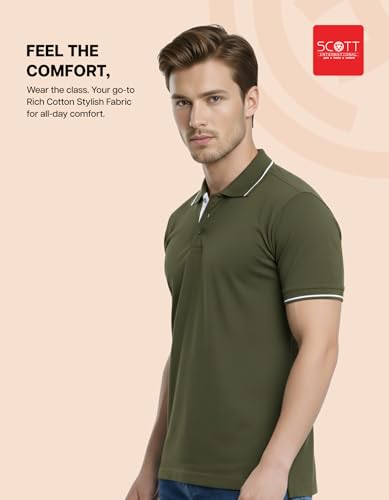 Image of Scott International Cotton Polo T Shirt | Collar Tshirts | Half Sleeves Plain T Shirt | T-Shirt |Tshirt for Men Stylish | Men's Tshirt