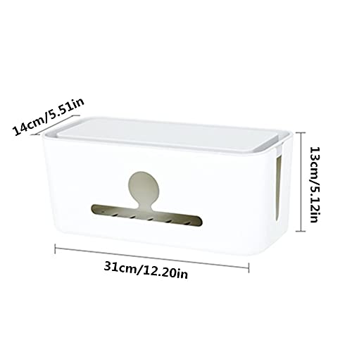 Caja organizadora de cables para manejo de cables bajo escritorio, caja de ordenación para cables, caja para ocultar cables y guardar cables, caja gris con tapa blanca miniatura 2