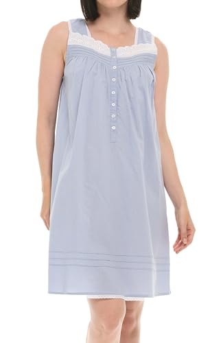 Image of Alexander Del Rossa 100% Cotton Nightgowns for Women, Sleeveless Nightgowns for Women Soft Cotton