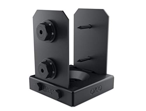 Image of Ozco 4x4 Post Base Kit - Black Powder-Coated Steel, Heavy-Duty Deck & Pergola Post Anchor, Fits 3.5 inch- 4 inch Posts, Includes Hardware (1 Pack) 52107