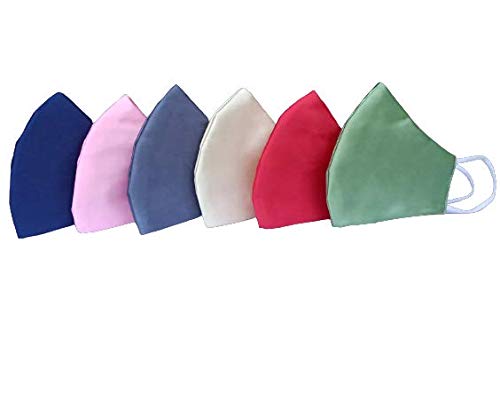 Shree Shree tradersFashion Satin Cloth Reusable Face Mask - Washable Light Weight Cotton Masks (Red-Golden-Green-Blue-Pink-Gray-Black, Without Valve, Pack of 7) for Unisex