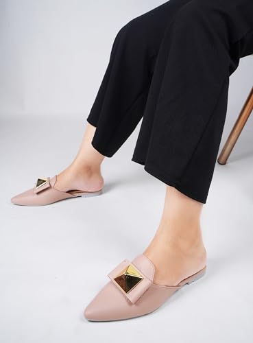 Image of The White Pole Slip on Slides Flat Mules Bellies Jutti Sandals for Women and Girls
