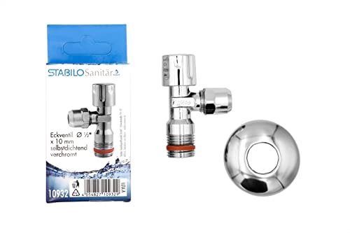 Stabilo-Sanitaer Bad Eckventil selbstdichtend 1/2 Zoll x 10mm (3/8') Eckregulierventil Anschluß Armatur Spülkasten Wasseranschluß Waschbecken