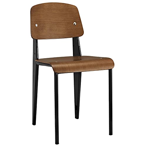 Modway Cabin Modern Wood And Metal Kitchen And Dining Room Chair In Walnut Black #TOP28