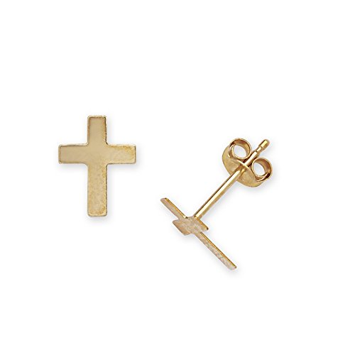 Jewelryweb Solid 14k Yellow Gold Flat Polished Cross Stamping Earrings for women and girls (9mmx7mm) Jewelryweb Solid 14k Yellow Gold Flat Polished Cross Stamping Earrings for women and girls (9mmx7mm)