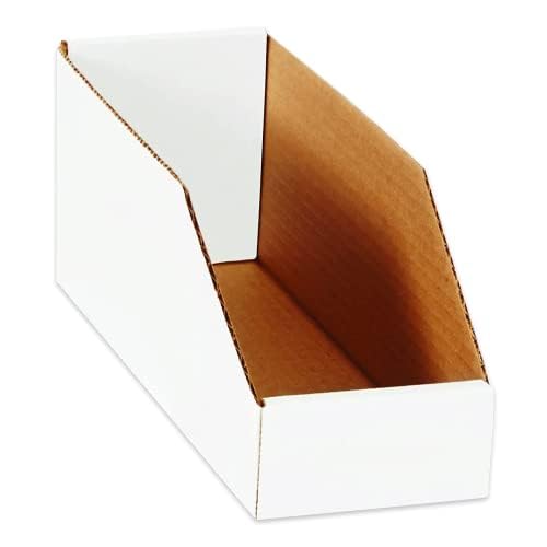 Image of Box USA Cardboard Storage Bins, Open Top Bin Box, 4L x 12W x 4.5H 50-Pack | Medium for Inventory, Organization, Parts, Garage, Oyster White