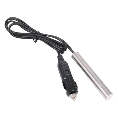 Calentador de agua, varilla calefactora de 12 V, calentador de cartucho de inmersión de metal resistente al agua, portátil montada en vehículo CC, negro, portátil
