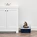 Open Top Cat Litter Box with Shield, Navy Blue - High Sides & Back Panel Prevents Litter Scatter, Extra Large for All Cats, Easy to Clean