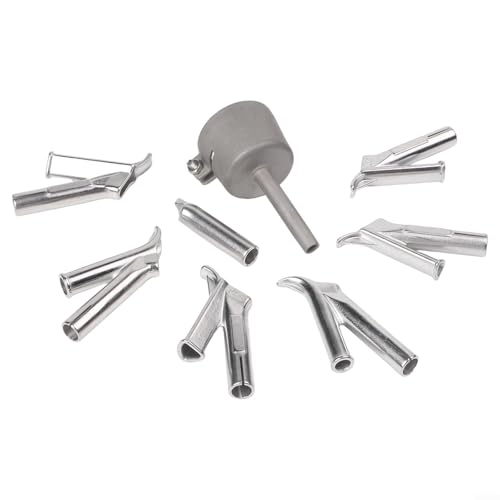 8PCS Stainless Steel Welding Tip Nozzles Set 35mm Standard Tubular Nozzle 5mm 7mm Round Speed Weld Nozzle Triangle Speed Weld Nozzle For PVC Plastic Hot Air Welder Tool