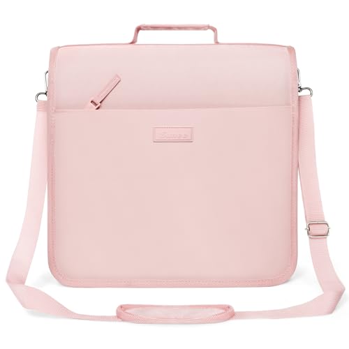 SUNEE Zipper Binder 3 Ring 3 Inch O-Ring with Handle and Shoulder Strap 600-Sheet Capacity Multi-Pockets for Middle School Organizer Binder with Zipper Pink Lotus