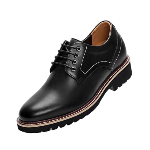 Image of CHAMARIPA Men's Invisible Height Increasing Shoes - 3.15 inch Taller | Casual Business Derby Elevator Shoes for Men, Genuine Leather Lace-Up, Ideal for Wedding & Daily Occasions