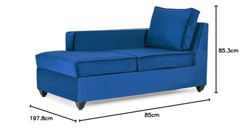 Image of Wakefit Sofa Set | 3 Year Warranty | Sofa 3 Seater, 3 Seater Sofa for Living Room, Wooden Sofa Set, 3 Seater + Left Aligned, Sofa for Living Room - Napper(Fabric-Velvet : Blue)