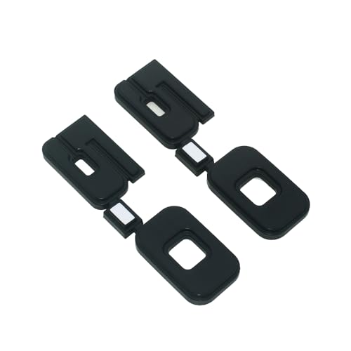 Image of 2Pc 1979-1993 5.0 Liter Engine Emblem Driver & Passenger Side Badge Nameplate Replacement for D9ZZ-16228-BC (Matte Black White)