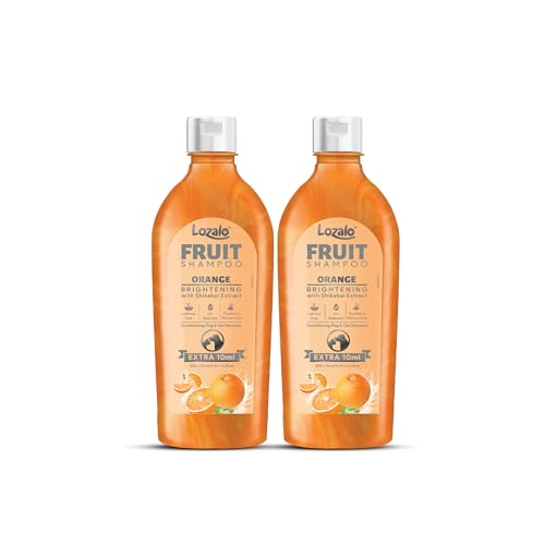 Image of Lozalo Fruit Pet Shampoo 400 ml, Combo Pack of 2x200ml, Orange, pH Balanced, Paraben Free Conditioning Shampoo for Dogs & Cats of All Breeds, Brightening with Shikakai Extract