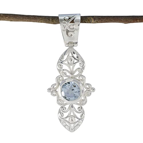 Pendentif topaze bleue en argent 925, le cadeau femme idéal